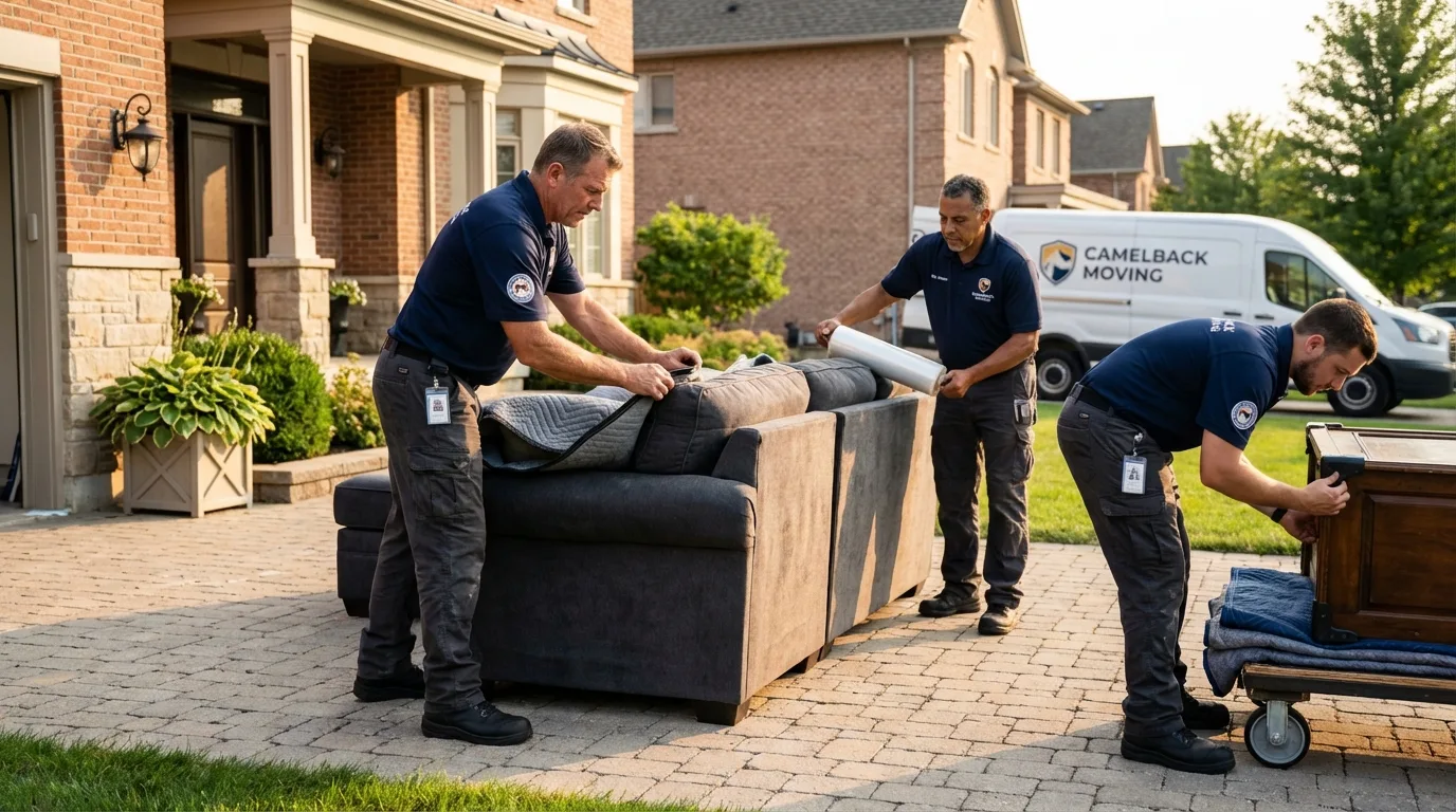 Large estate moving crew wrapping furniture in Van Horn, TX