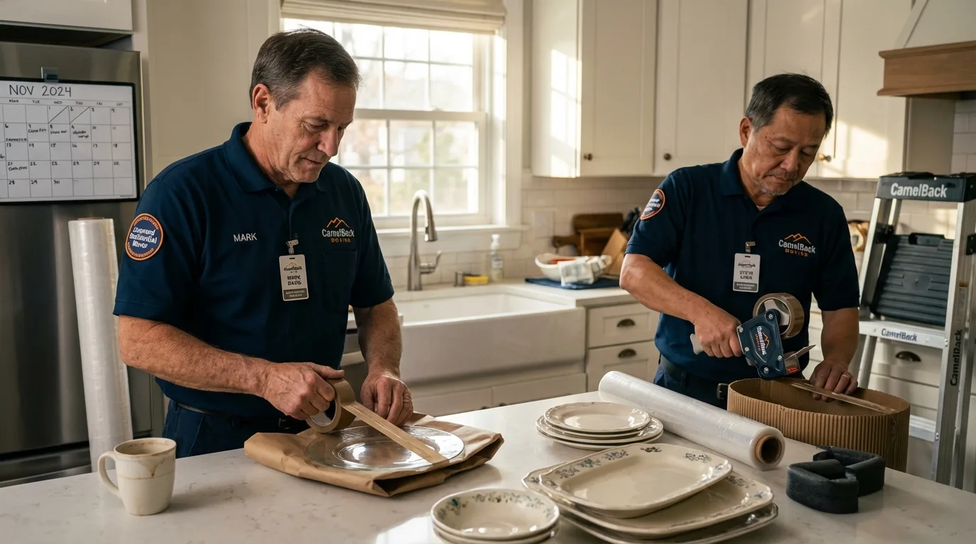 Professional crew packing kitchen dishware in Van Horn, TX